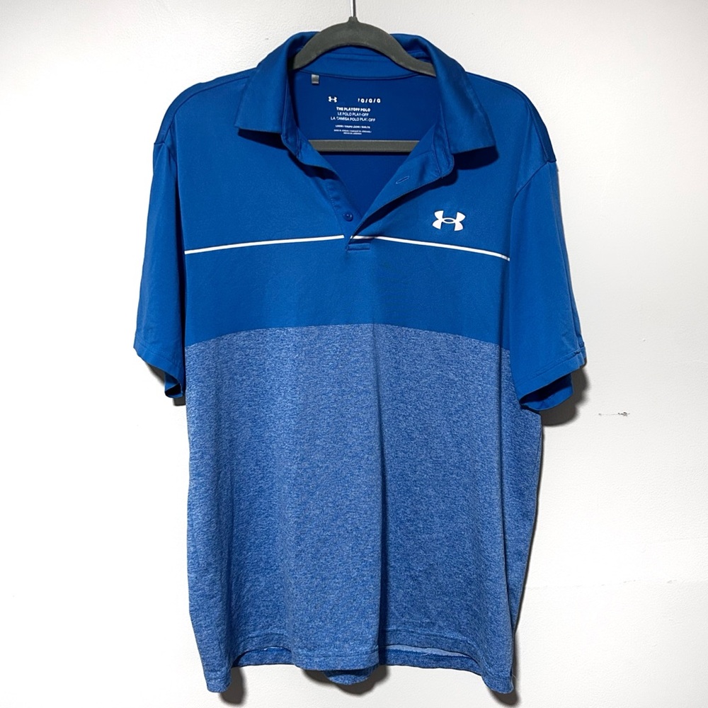 Under Armour Golf Polo Shirt The Playoff Polo Short Sleeve Mens Large Blue White